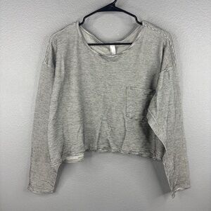 American Apparel - Black & White Striped Slouchy Crop Longsleeve Top